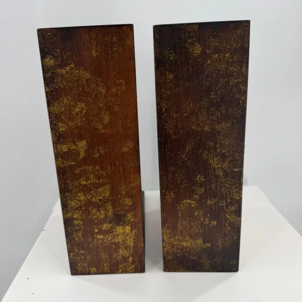 Kirklands Red Gold Bookends Set Ornate Baroque Wood Decorative Shelf Pair